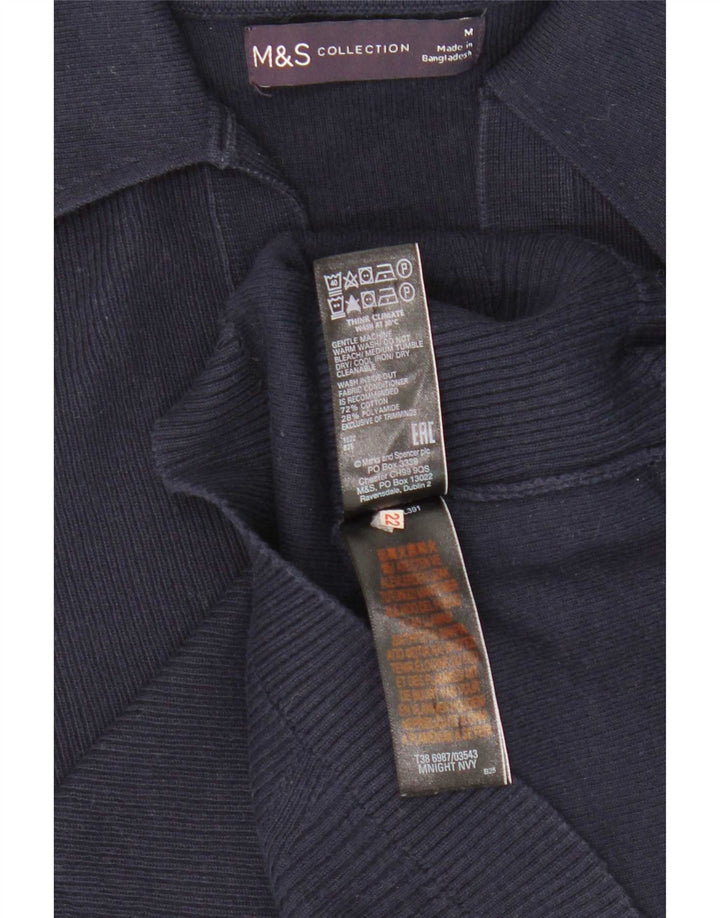 Marks & Spencer Damen Poloshirt UK 12 Medium Marineblau Baumwolle