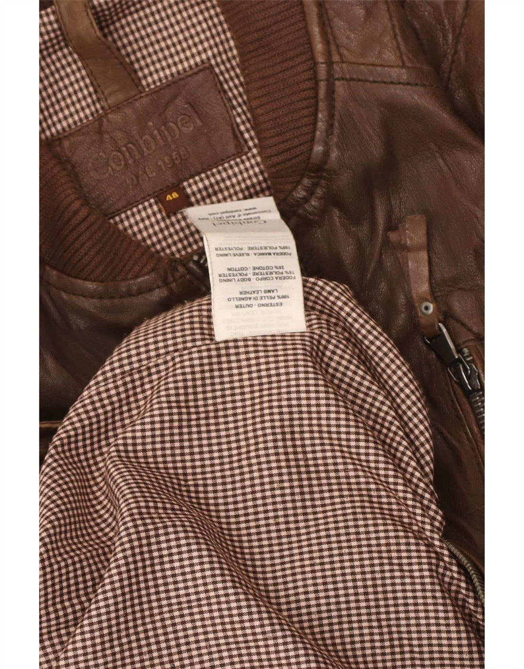 Conbipel Herren Lederjacke IT 48 Mittelbraunes Leder