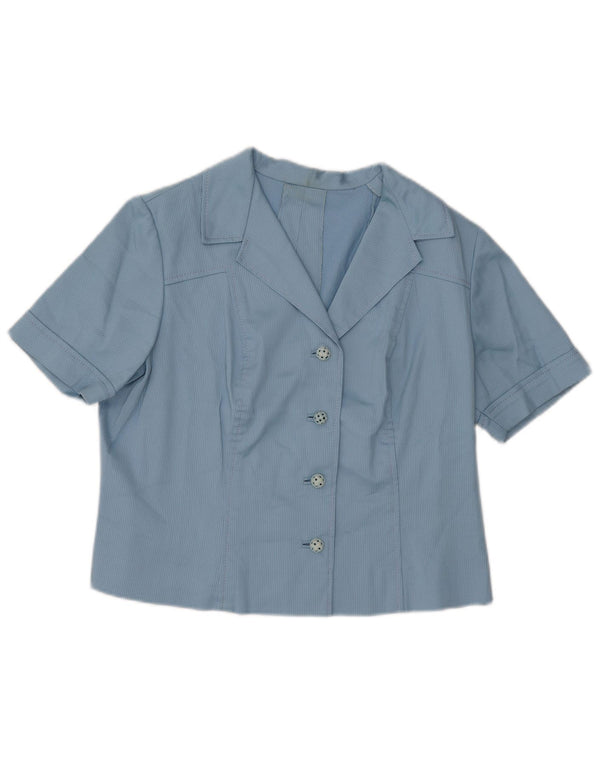 Vintage Damen Kurzärmliges 2-teiliges Rockset UK 14 Medium W33 Blau gestreift