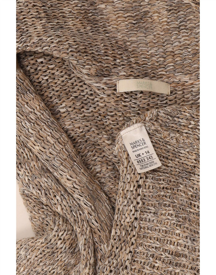 Marks & Spencer Damen-Cardigan zum Binden vorne, Gr. 14, Größe L, Grau meliert