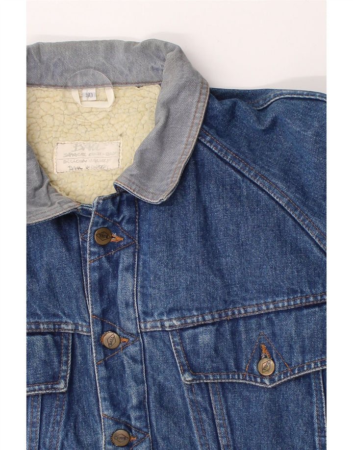 VINTAGE Mens Sherpa Denim Jacket IT 50 Large Blue Vintage Vintage and Second-Hand Vintage from Messina Hembry 