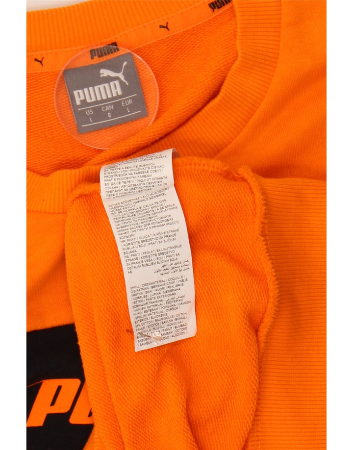 Puma Herren Grafik-Sweatshirt-Pullover, groß, orangefarbene Blockfarben-Baumwolle
