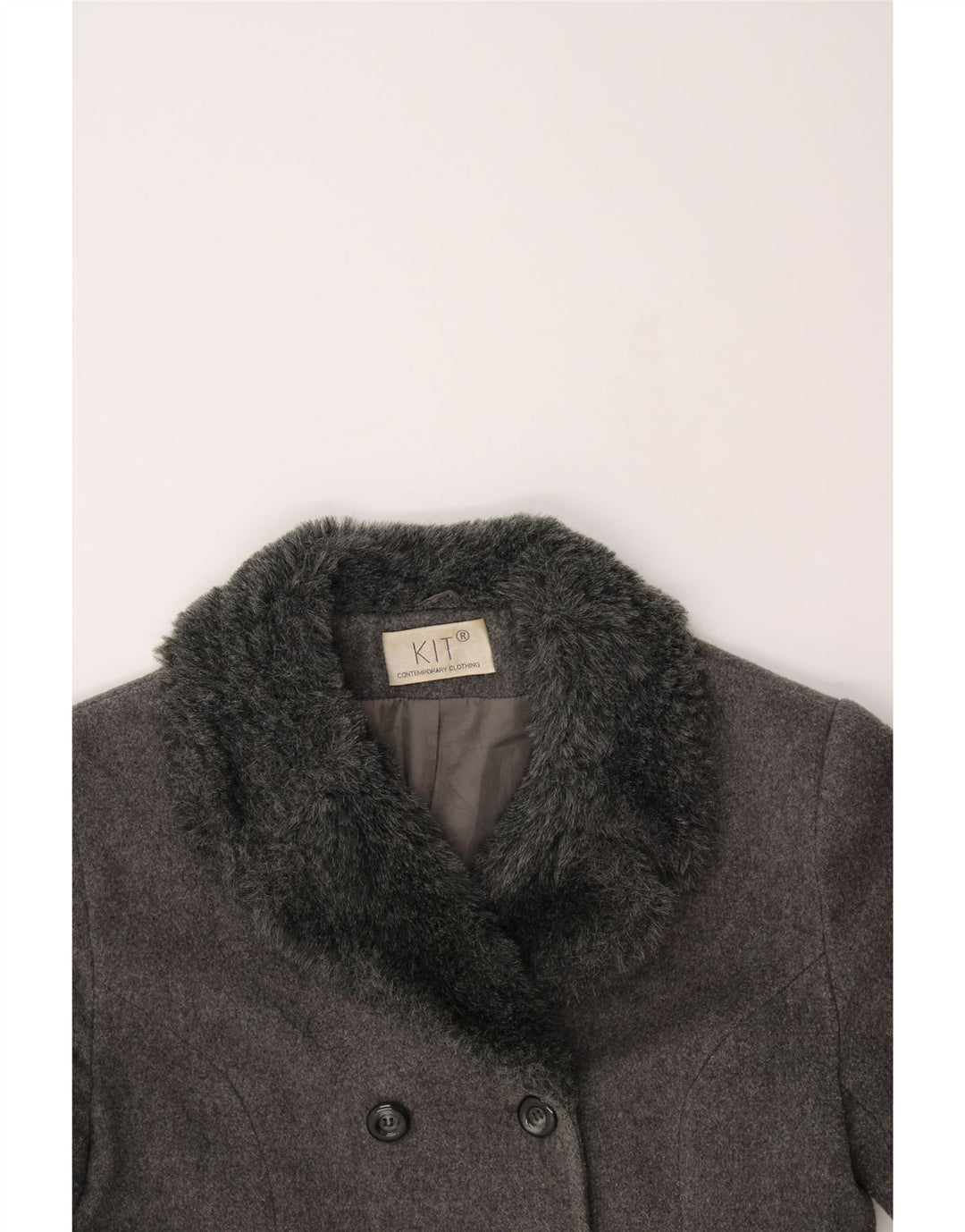VINTAGE Womens Overcoat UK 12 Medium  Grey Wool Vintage Vintage and Second-Hand Vintage from Messina Hembry 