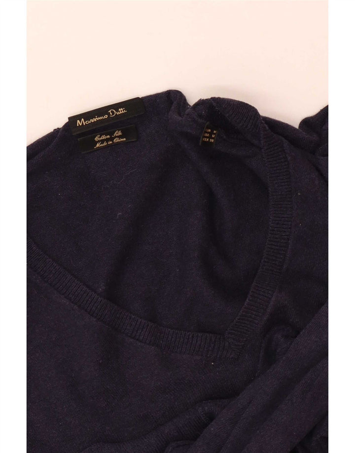 Massimo Dutti Herren-Pullover mit V-Ausschnitt in mittlerem Marineblau