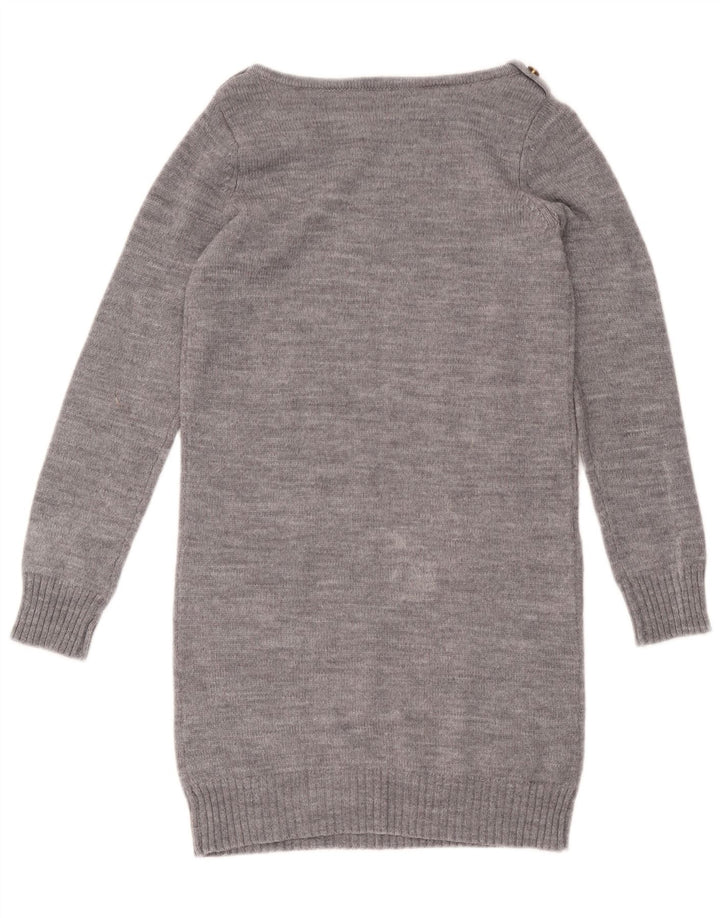 Oasis Damen Pulloverkleid UK 10 Small Grau gesprenkelte Wolle