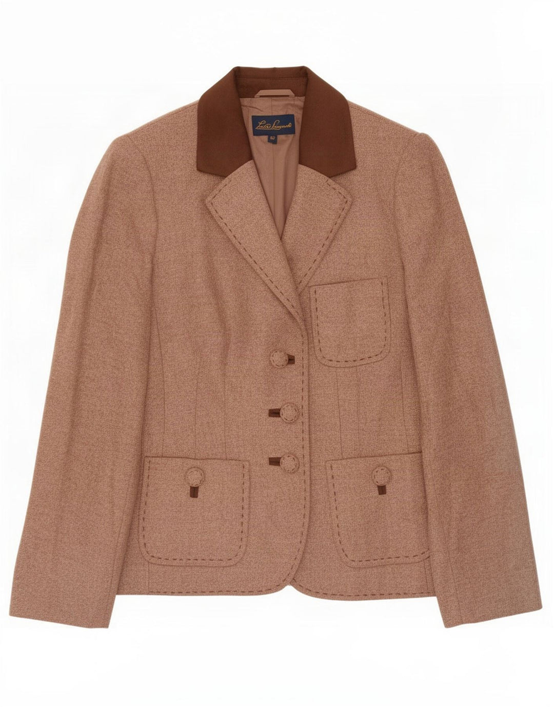 Luisa Spagnoli Damen 3-Knopf-Blazerjacke IT 42 Mittelbraune Wolle