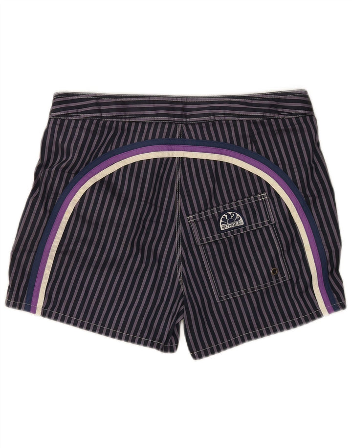 Sundek Herren-Badeshorts, mittelgroß, marineblau, Nadelstreifen, Polyester