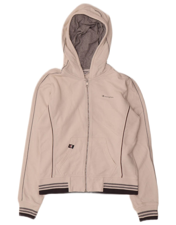 Champion Damen-Kapuzenpullover mit Reißverschluss, UK 14, mittelweiße Colourblock-Baumwolle