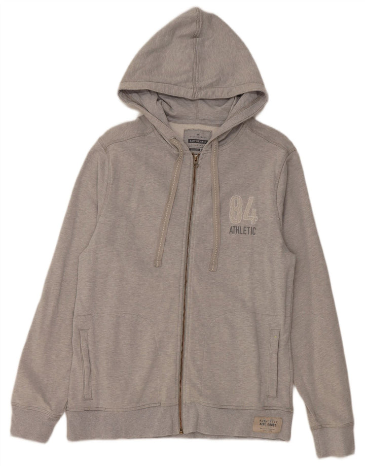 Marks & Spencer Herren Blauer Harbor-Kapuzenpullover mit Reißverschluss aus mittelgrauer Baumwolle
