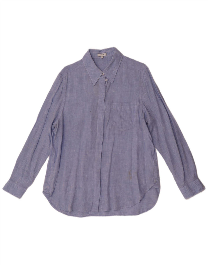 Reiss Damenhemd UK 14 Large Blaues Leinen