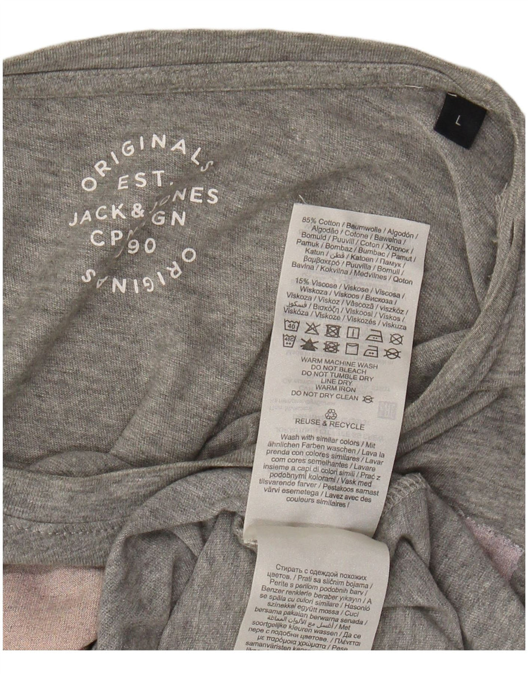 JACK & JONES Herren-T-Shirt mit Grafik, groß, grau gesprenkelte Baumwolle