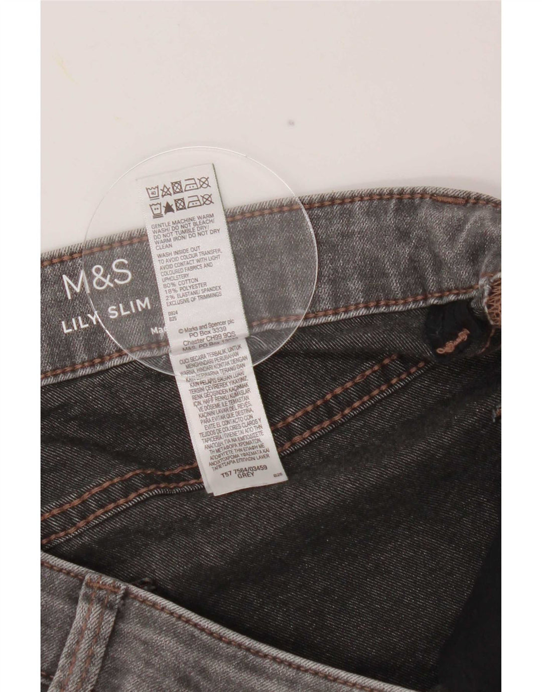 Marks & Spencer Damen Lily Slim Jeans UK 12 Medium W30 L29 Grau Baumwolle