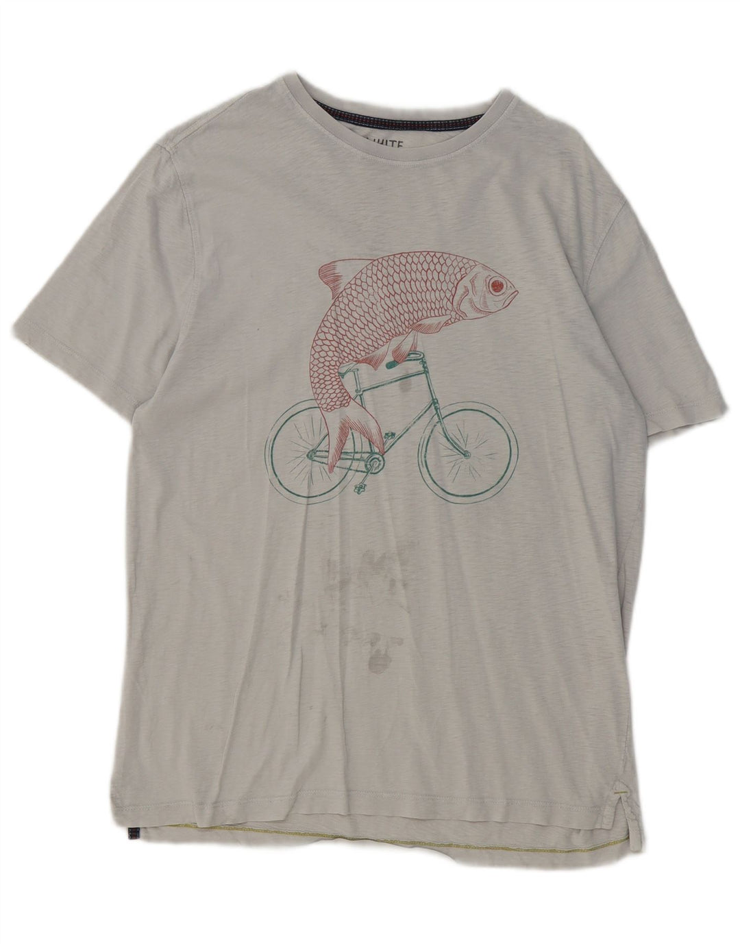 White Stuff Herren-T-Shirt mit Grafik, mittelgraue Baumwolle