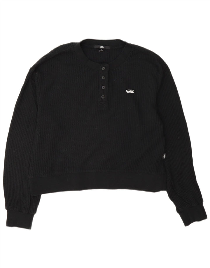Vans Damen-Sweatshirt, übergroß, kurz geschnitten, mit Knopfleiste, Gr. 10, Größe S, Schwarz