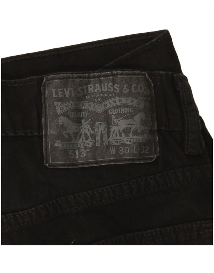 Levi's Damen 513 Slim Straight Jeans W30 L32 Schwarze Baumwolle