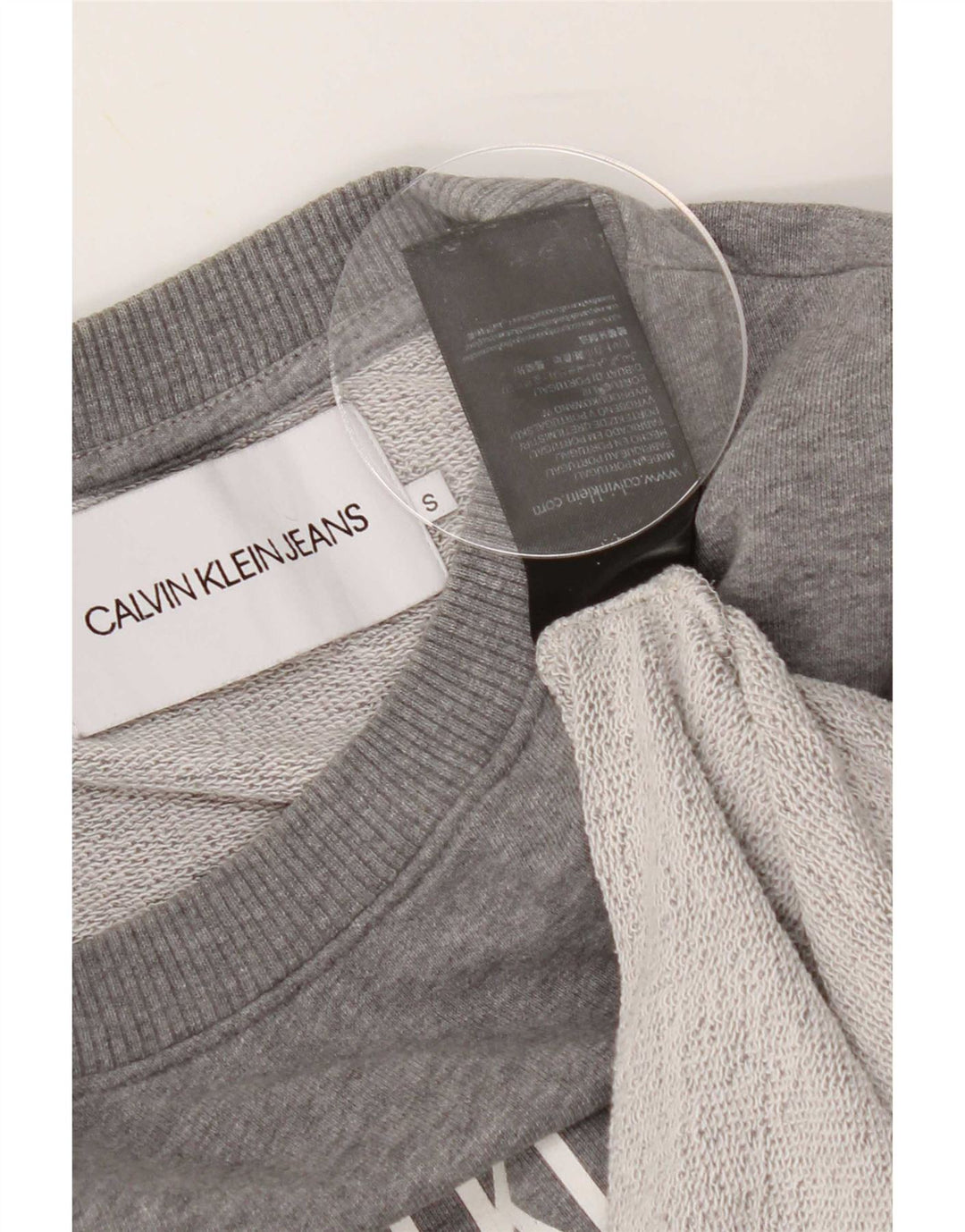 Calvin Klein Jeans Herren-Sweatshirt mit Grafik, Größe S, graue Baumwolle