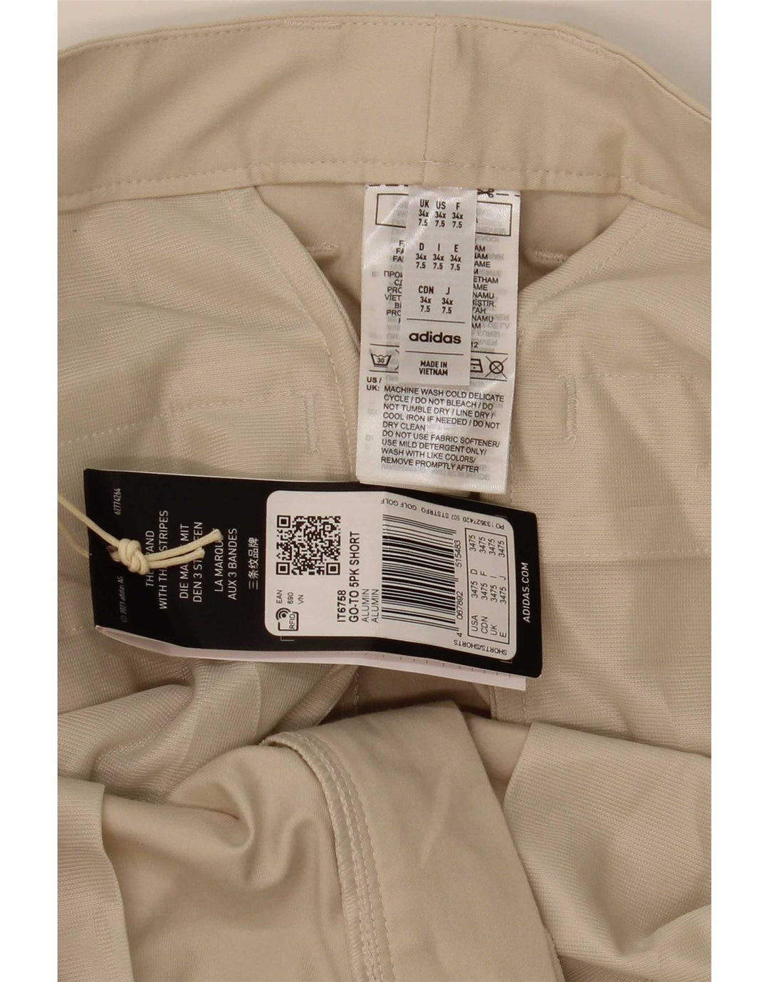 Adidas Herren Chino Shorts W34 Große Beige Baumwolle