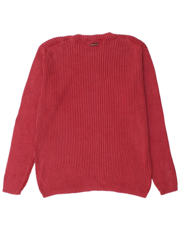Marlboro Classics Herren-Pullover mit Rundhalsausschnitt, XL, rote Baumwolle