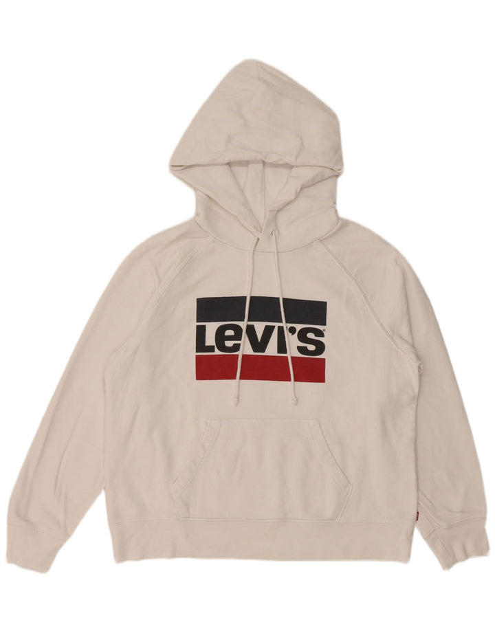 LEVI'S Damen-Kapuzenpullover mit Grafik, UK 14, mittelweiße Baumwolle