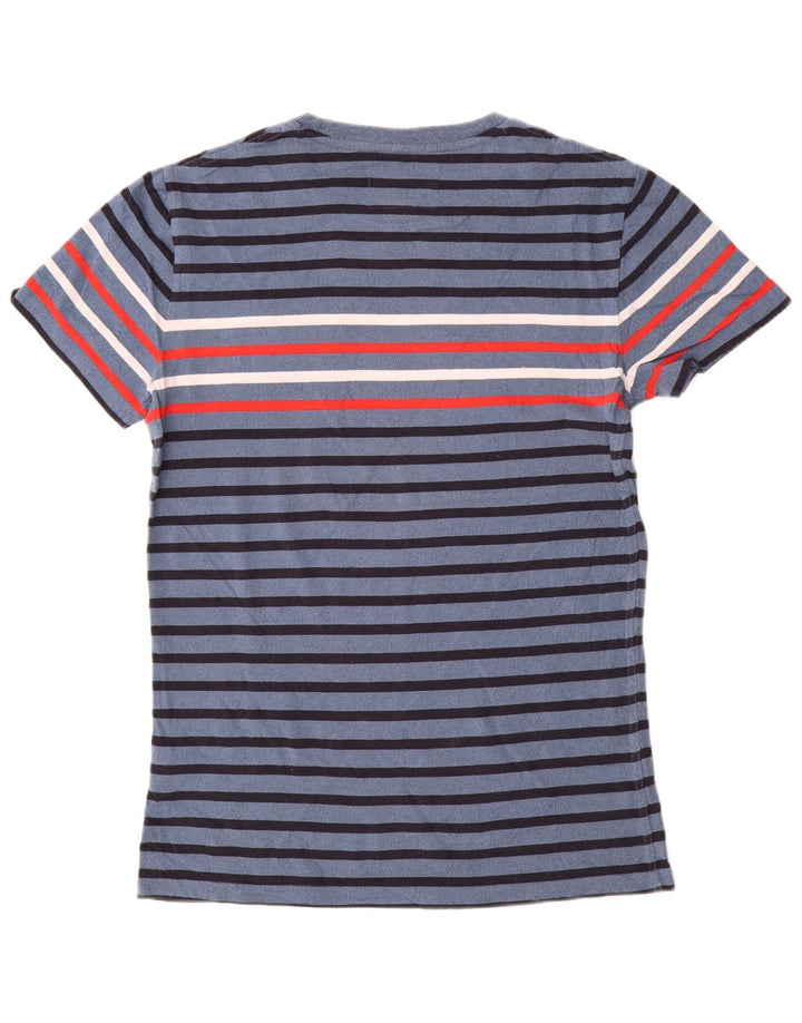 Superdry Herren T-Shirt-Oberteil aus mittelblauer, gestreifter Baumwolle
