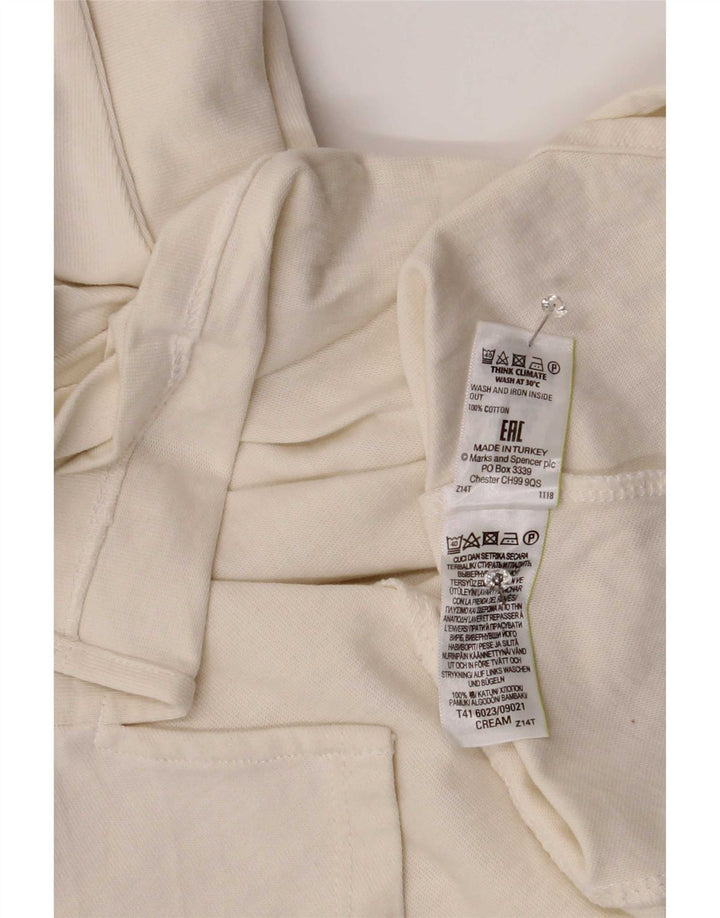 Marks & Spencer Damen Top Langarm UK 14 Large Weiße Baumwolle