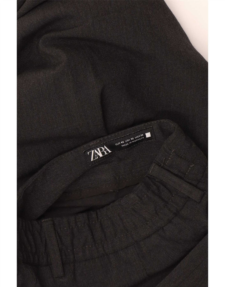 Zara Herren-Anzughose mit Pegged, EU 42, Größe L, W32, L26, Schwarz