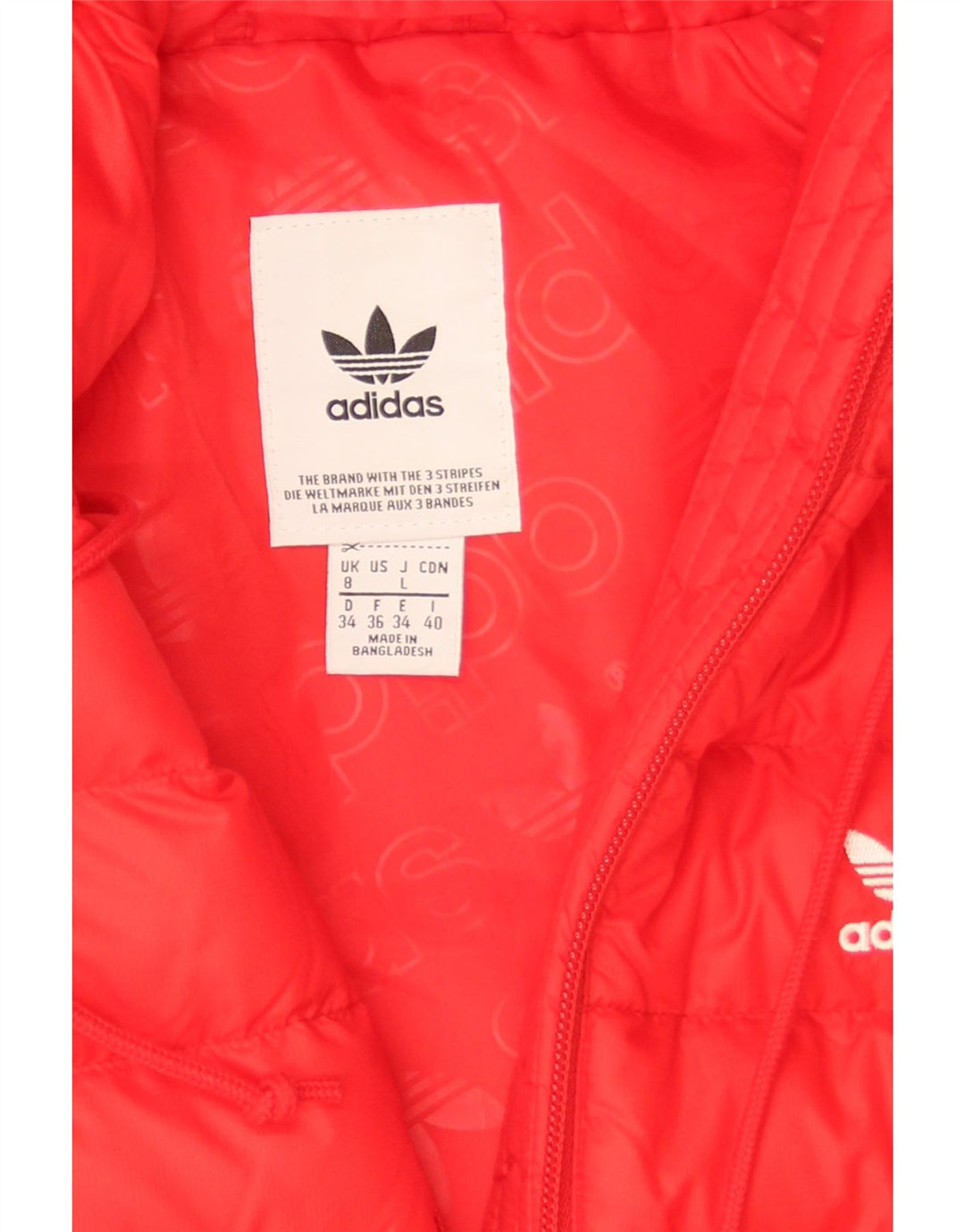 Adidas Damen-Jacke mit Kapuze, gepolstert, UK 8, Größe S, Rot, Polyamid