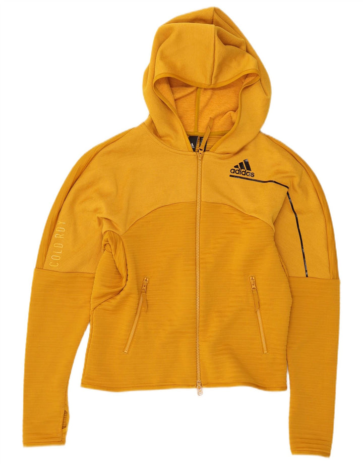ADIDAS Damen Zip Hoodie Pullover UK 12/14 Mittelgelb