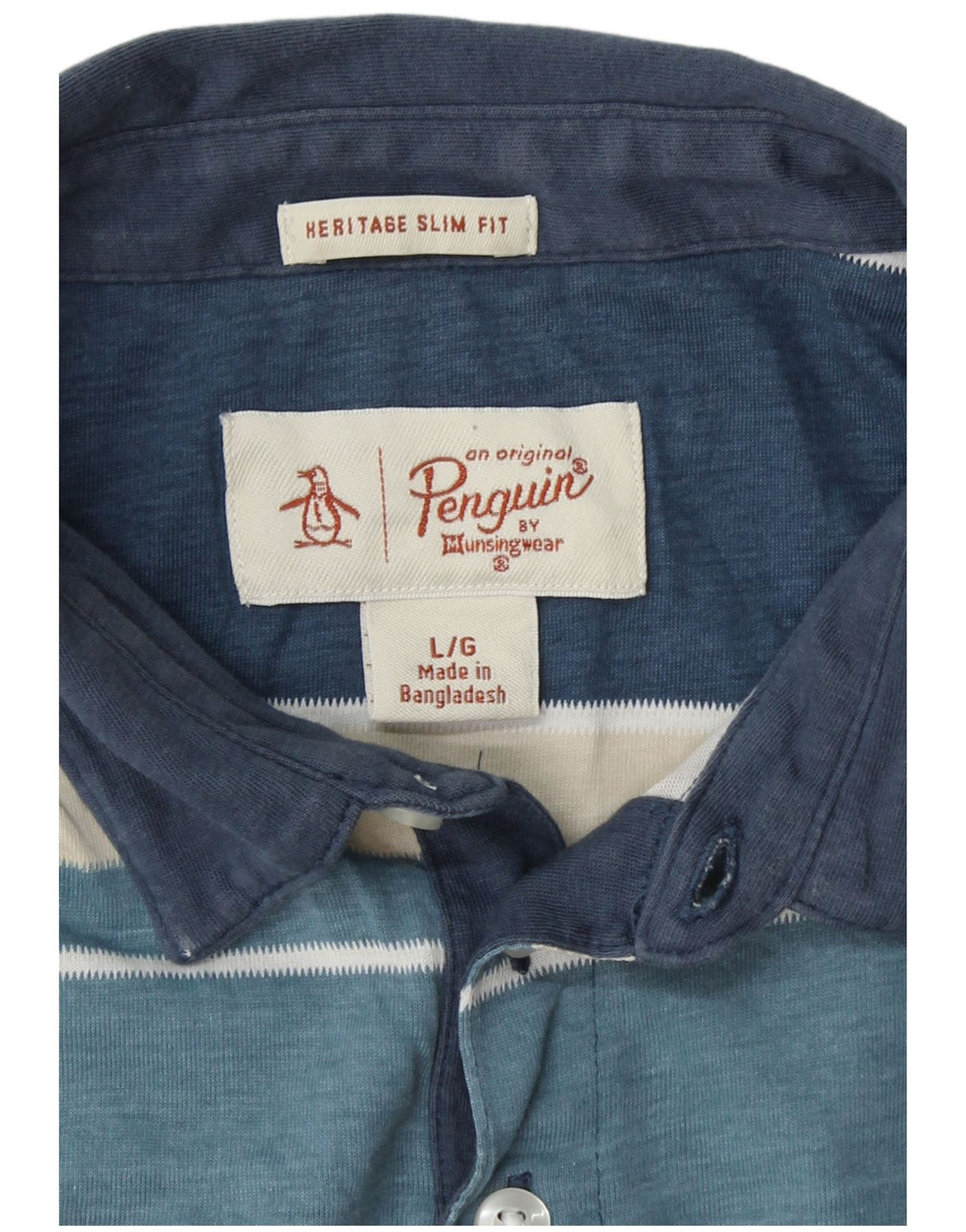 PENGUIN Herren Heritage Slim Fit Poloshirt, groß, blau, Farbblock