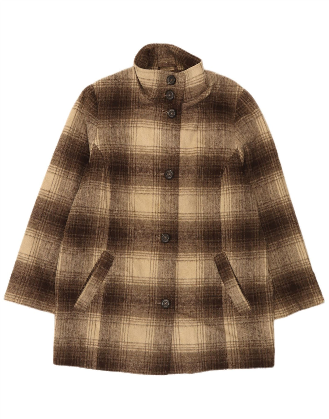 Marks & Spencer Damenmantel UK 18 XL Braun kariertes Acryl