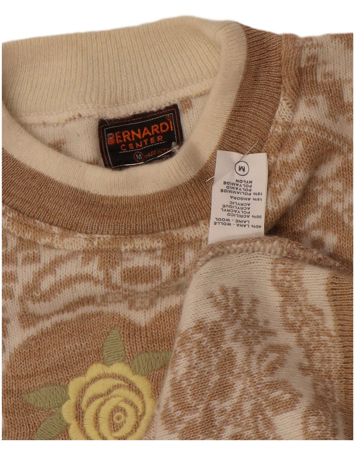 Bernardi Damen-Pullover mit Rundhalsausschnitt, UK 14, Mittelbeige, Fair-Isle-Wolle