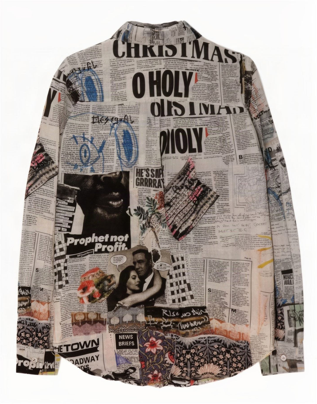 Desigual Womens Newspaper Graphic Shirt UK 14 Medium Mehrfarbige Baumwolle