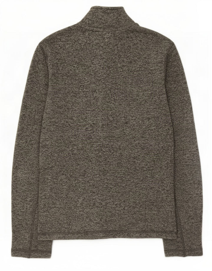 Eddie Bauer Herren-Sweatshirt mit Reißverschluss am Hals, Mittelgrau meliertes Polyester