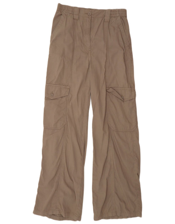 Topshop Damen Bootcut-Cargohose UK 12 Medium W30 L30 Beige Baumwolle