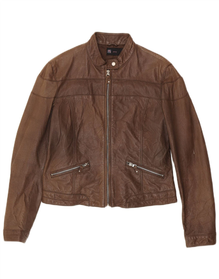 OVS Leder-Bikerjacke für Mädchen, 13–14 Jahre, braunes Leder