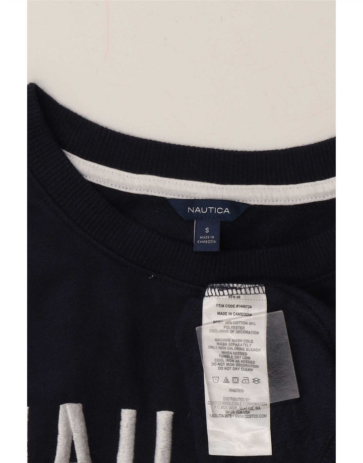Nautica Womens Graphic Oversized Sweatshirt Pullover UK 10 Small Marineblau