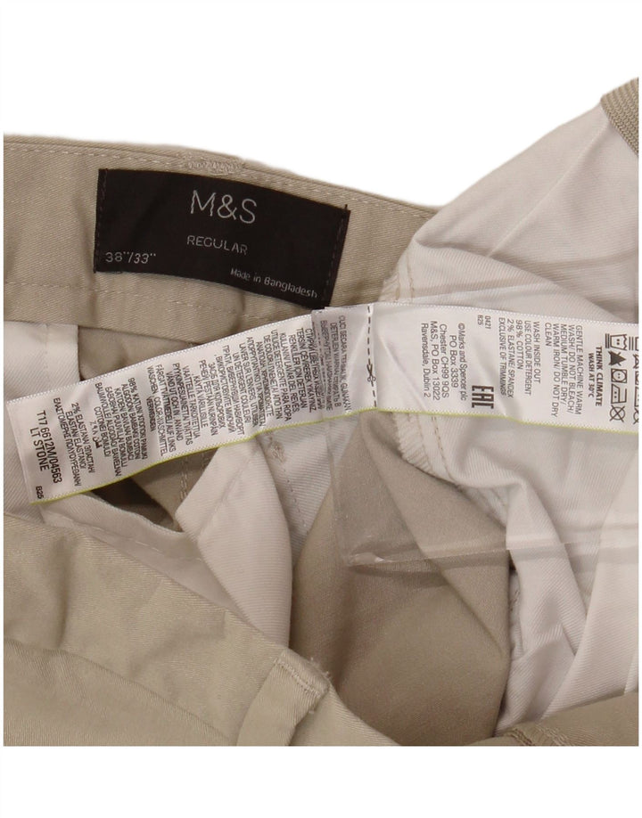 MARKS & SPENCER Herren gerade Chinohose W38 L33 Beige Baumwolle