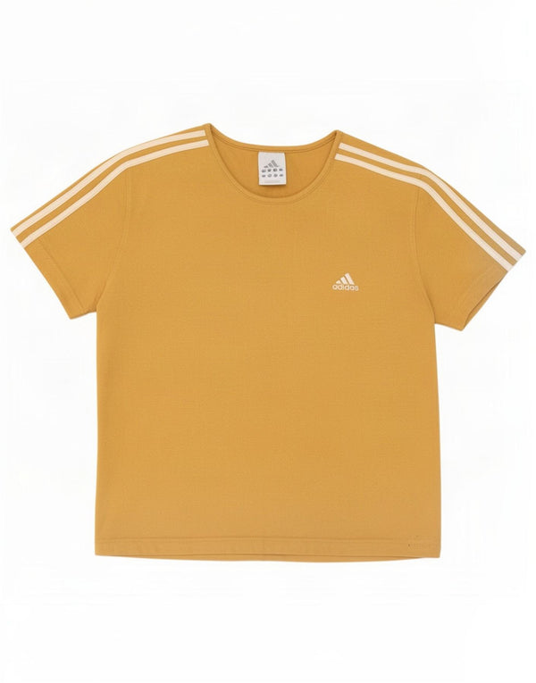 Adidas Damen T-Shirt Top UK 16 Large Gelb Baumwolle