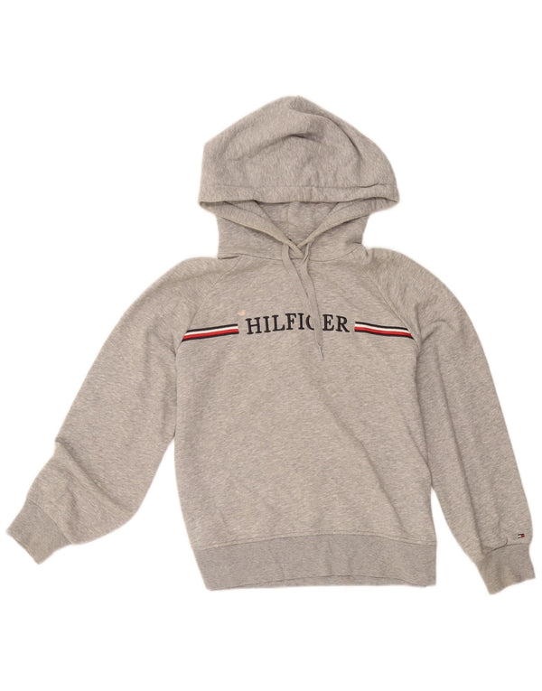 Tommy Hilfiger Womens Graphic Oversized Hoodie Pullover UK 6 XS Grau gestreift