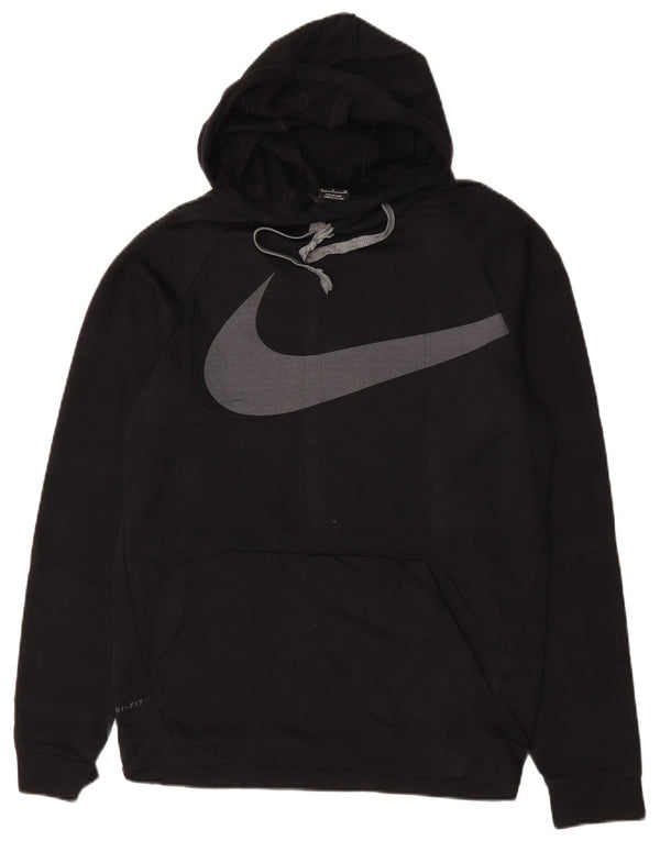 Nike Mens Dri Fit Graphic Hoodie Jumper Small Black Polyester