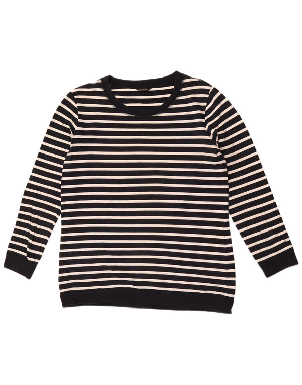 Massimo Dutti Womens Sweatshirt Jumper US 8 Medium Navy Blue Striped