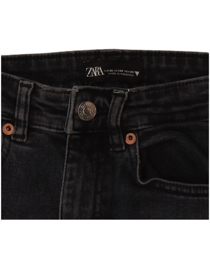 Zara Damen Bootcut Jeans EU 36 XS W26 L25 Schwarz