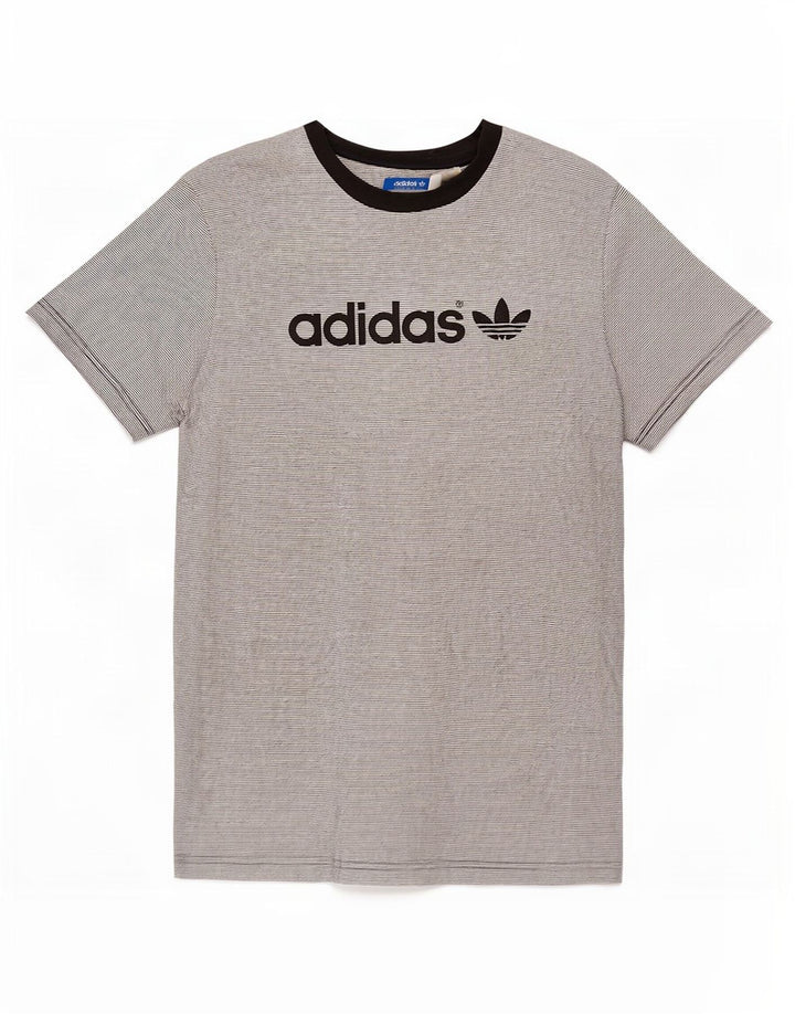 Adidas Herren Grafik T-Shirt Top Mittelgrau Nadelstreifen