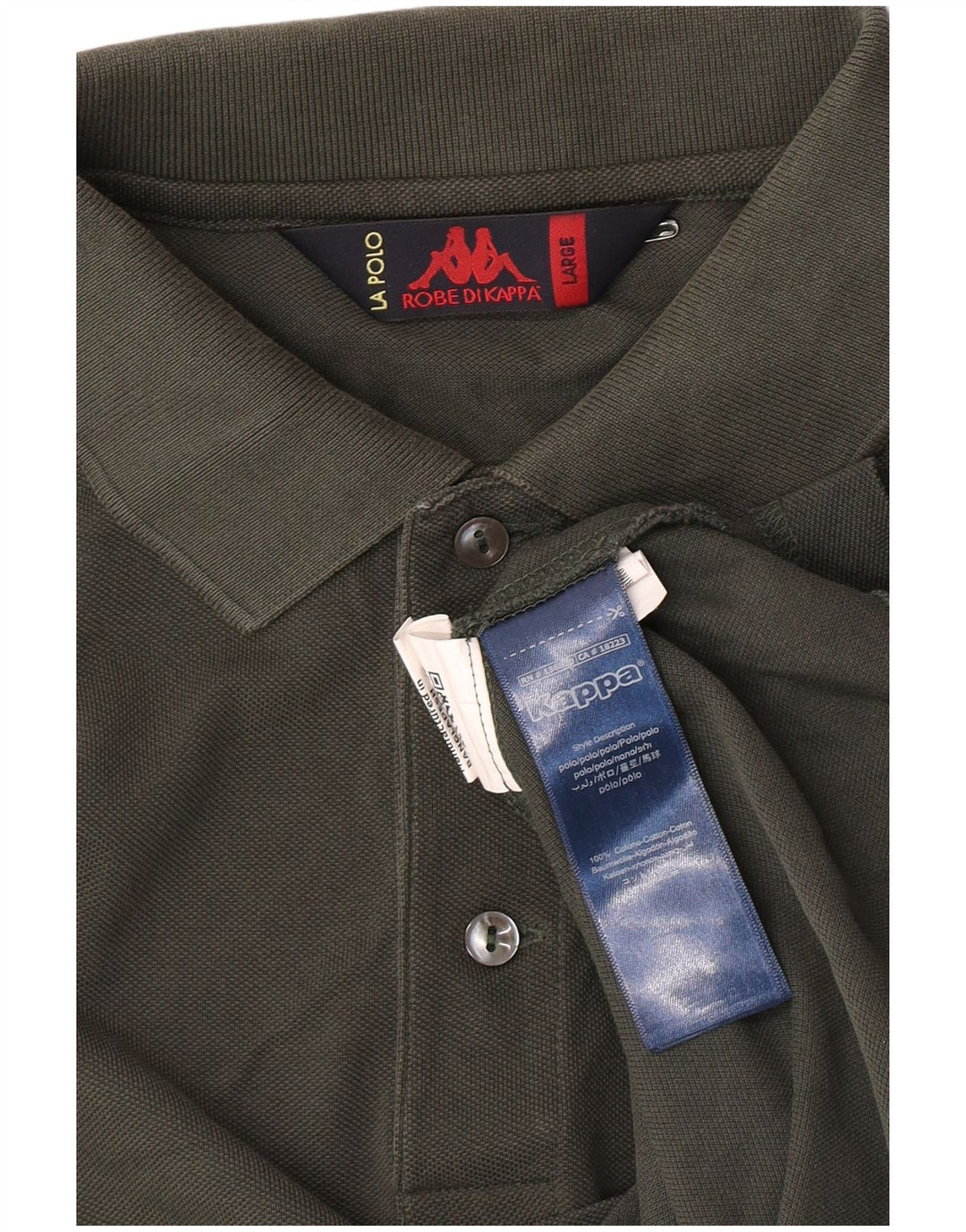 Kappa Herren Langarm-Poloshirt, groß, Khaki, Baumwolle
