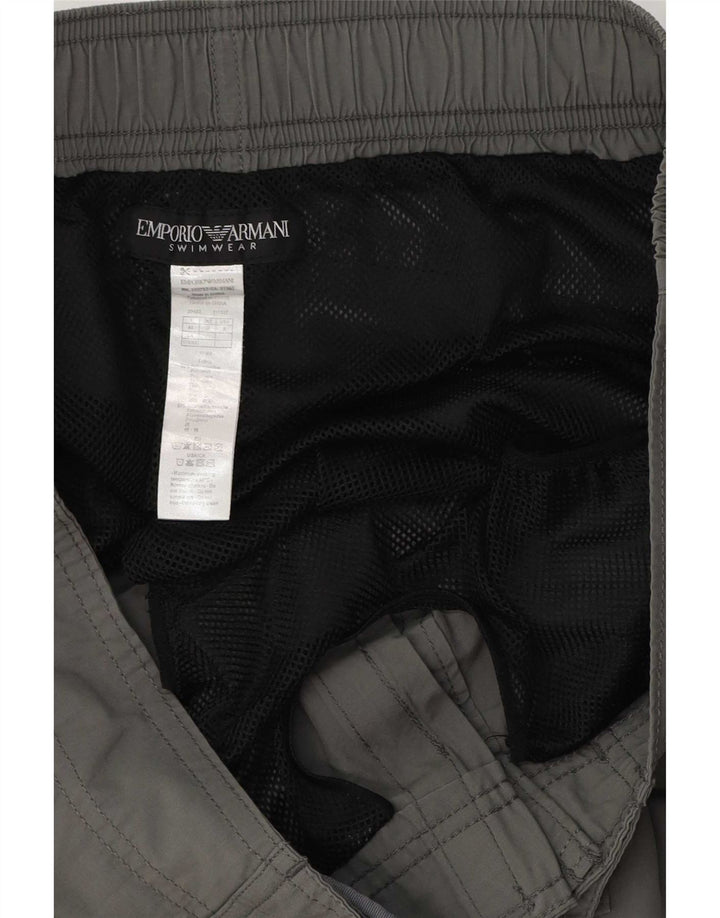 Emporio Armani Herren-Badeshorts mit Grafik, groß, aus grauem Polyester