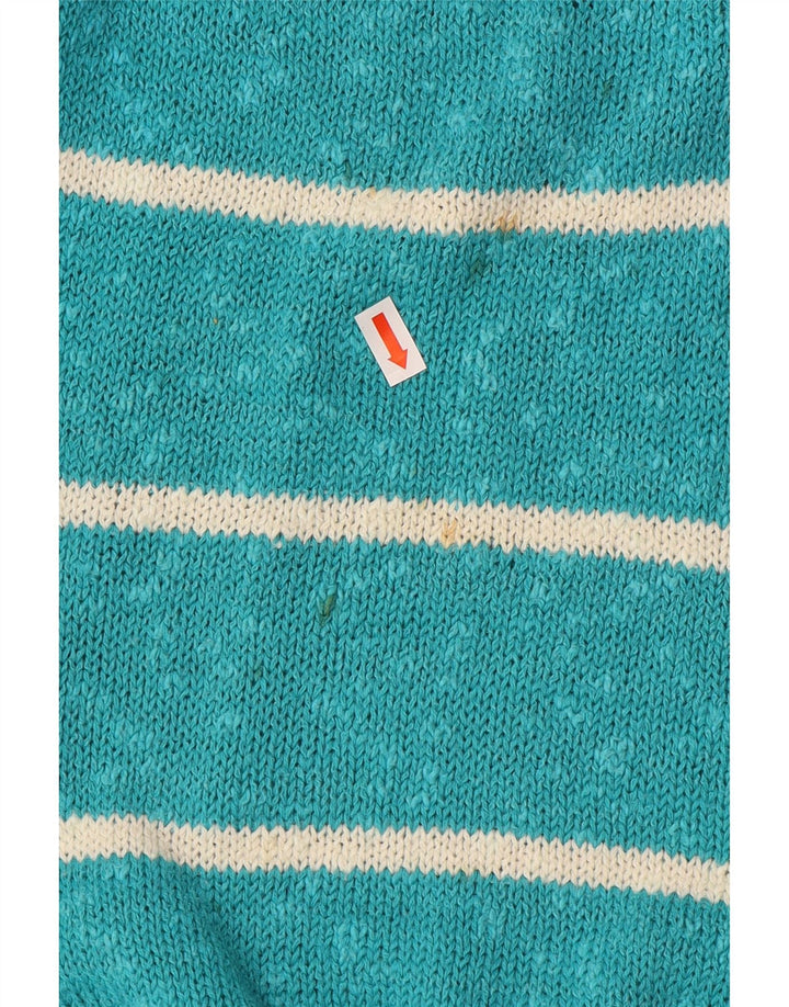 Nanette Damen-Pullover mit Knopfkragen, Gr. 10, klein, Türkis gestreift