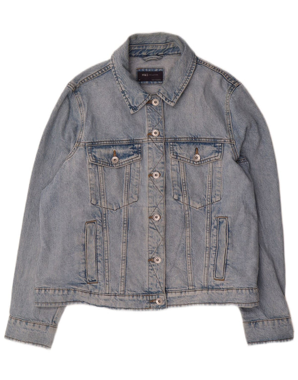 Marks & Spencer Damen Jeansjacke UK 18 XL Blaue Baumwolle