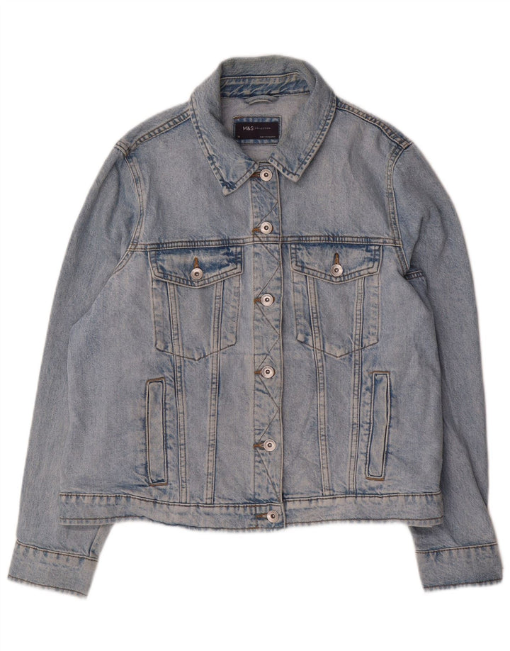 Marks & Spencer Damen Jeansjacke UK 18 XL Blaue Baumwolle