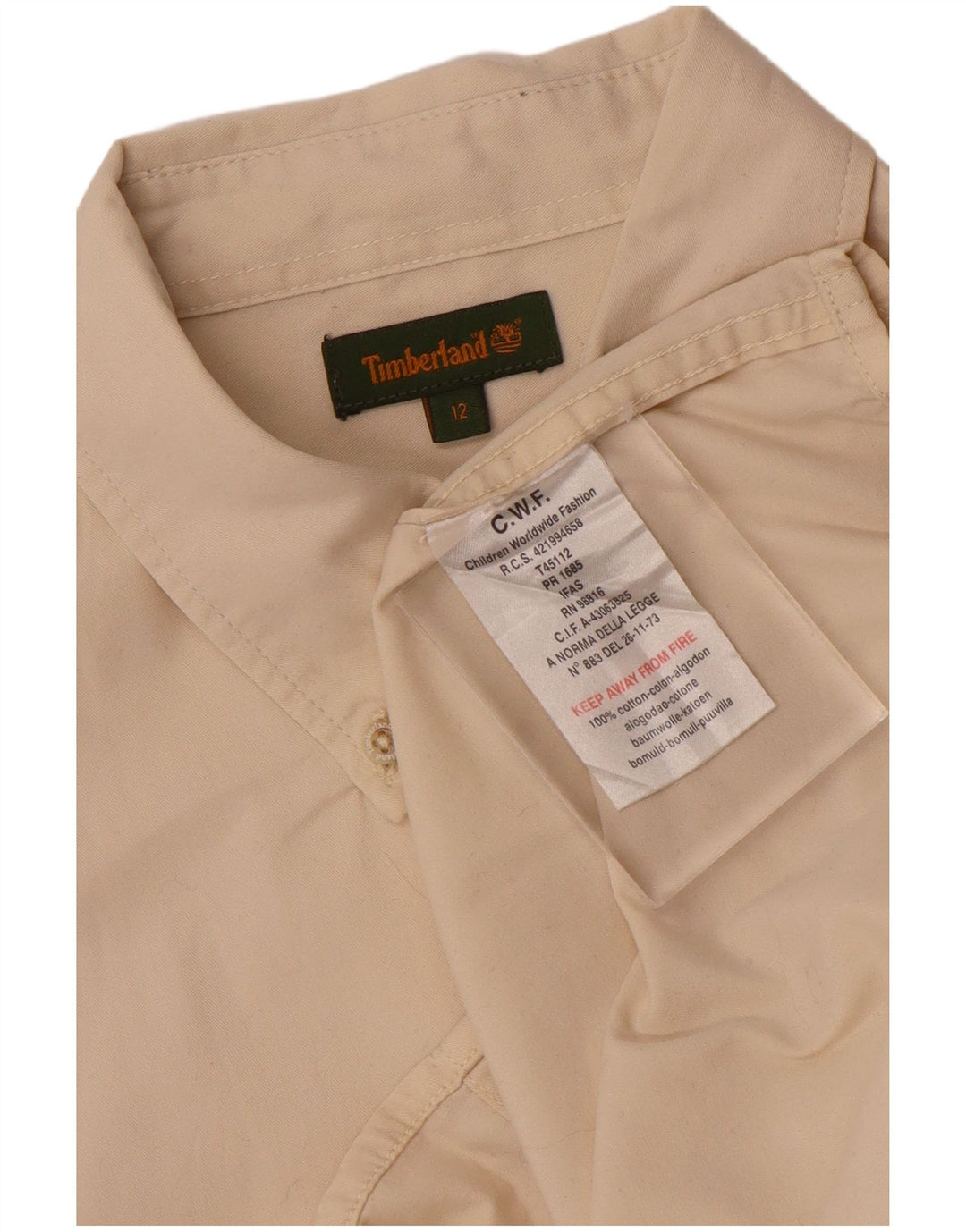 Timberland Jungen-Hemd, 11–12 Jahre, beige Baumwolle