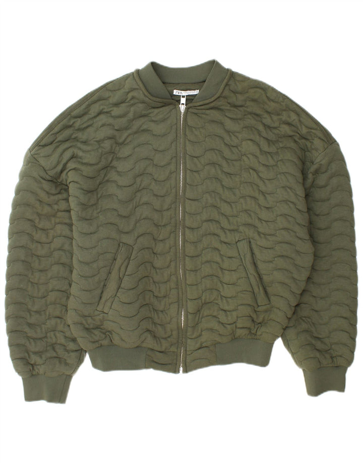 Zara Damen Bomberjacke UK 14 Medium Khaki